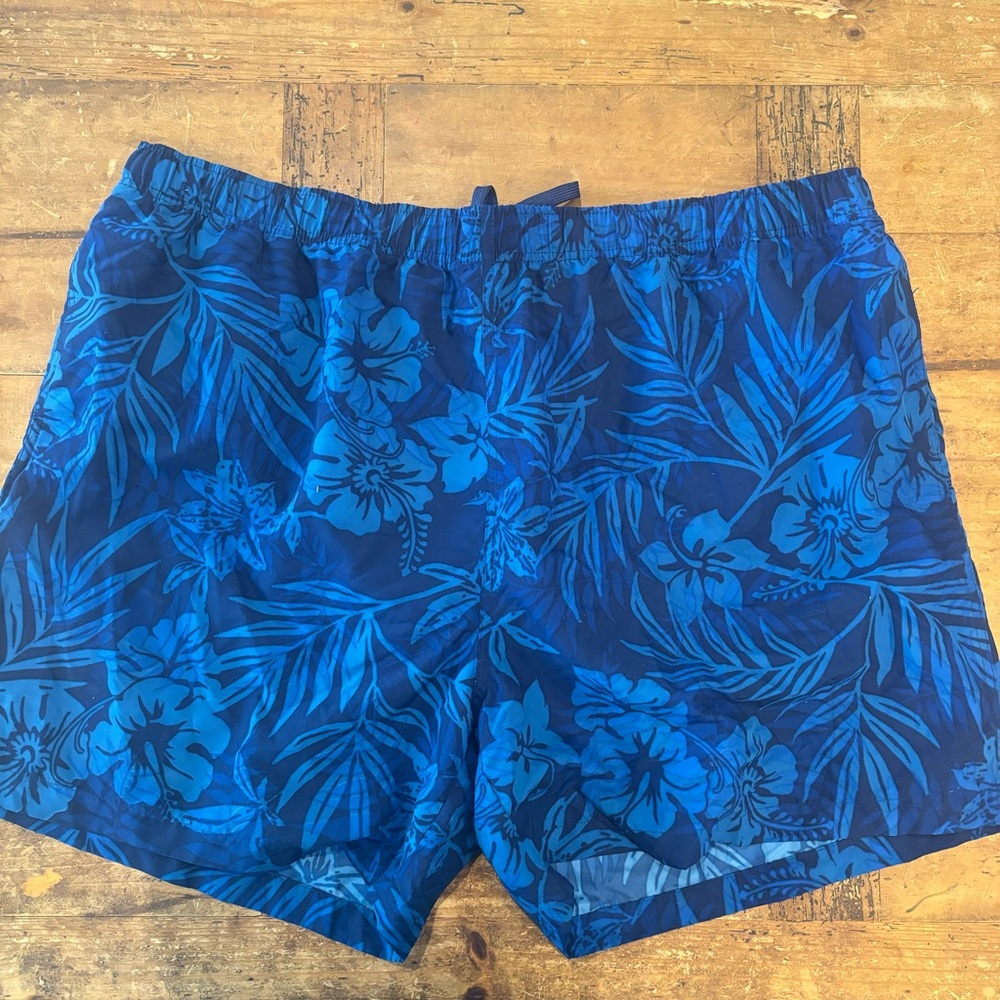 HB Harbor Bay Swim Trunks Men 3X/Big Blue Hawaii Pockets Elastic Waist Lined